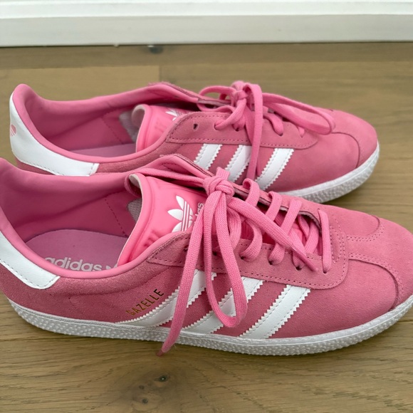 Adidas Gazelles Pink and White Ortholite Sneakers - Picture 2 of 4